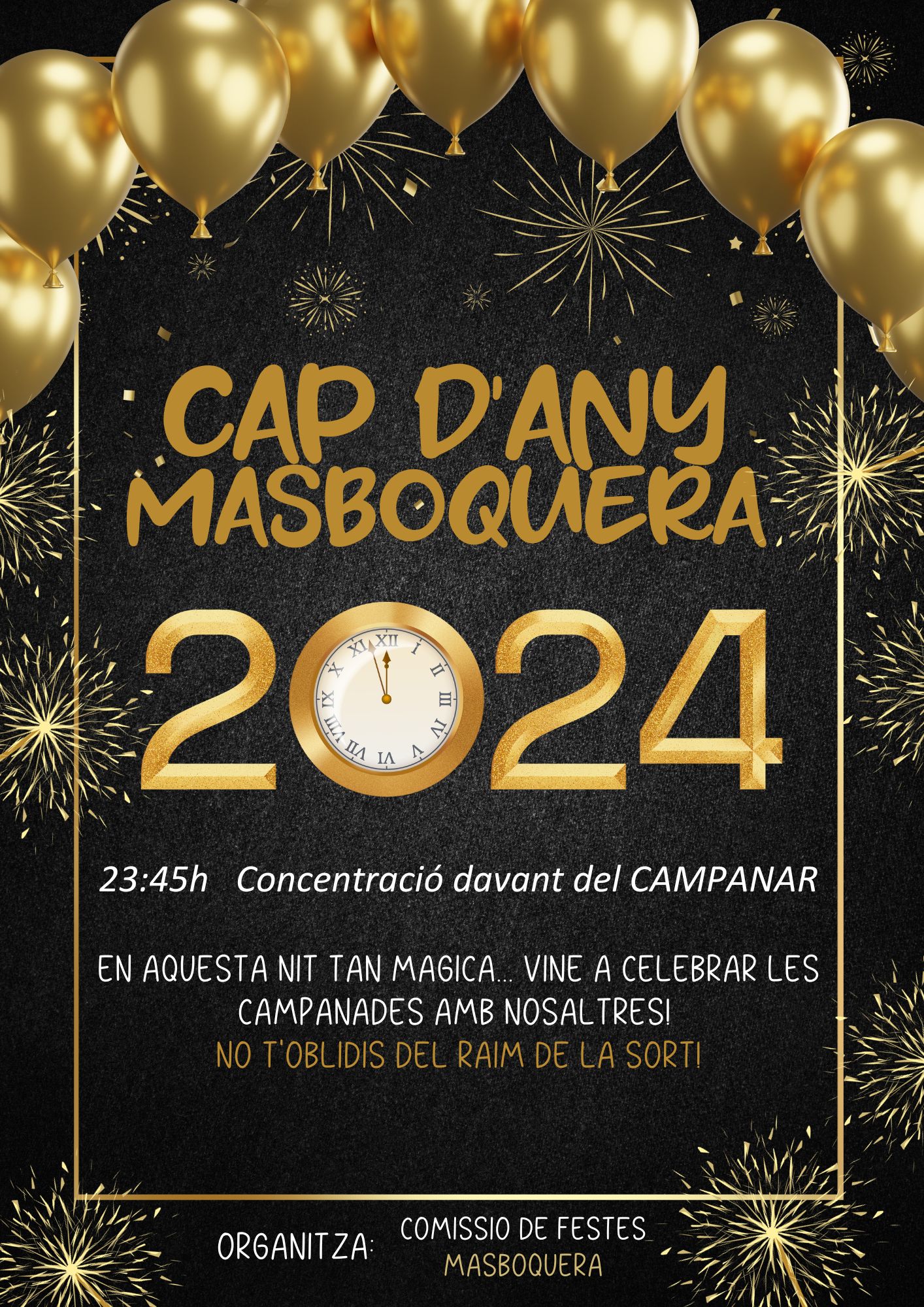 Celebració del Cap d'Any. Campanar de Masboquera. 31 de desembre a les 23:45h