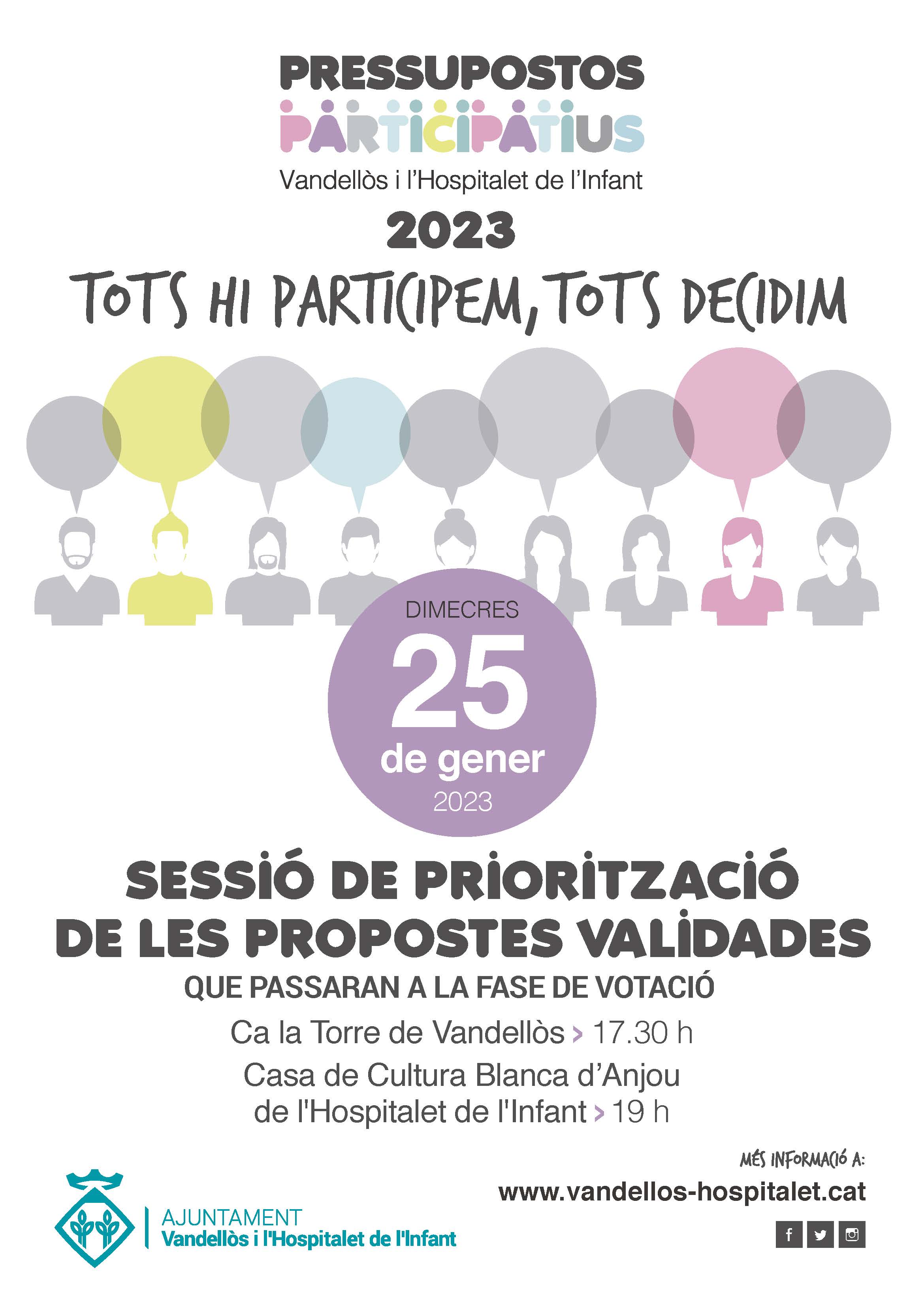 Sessió de priorització dels Pressupostos Participatius de 2023 / 25/01/2023, a les 17:30 h, a Vandellòs