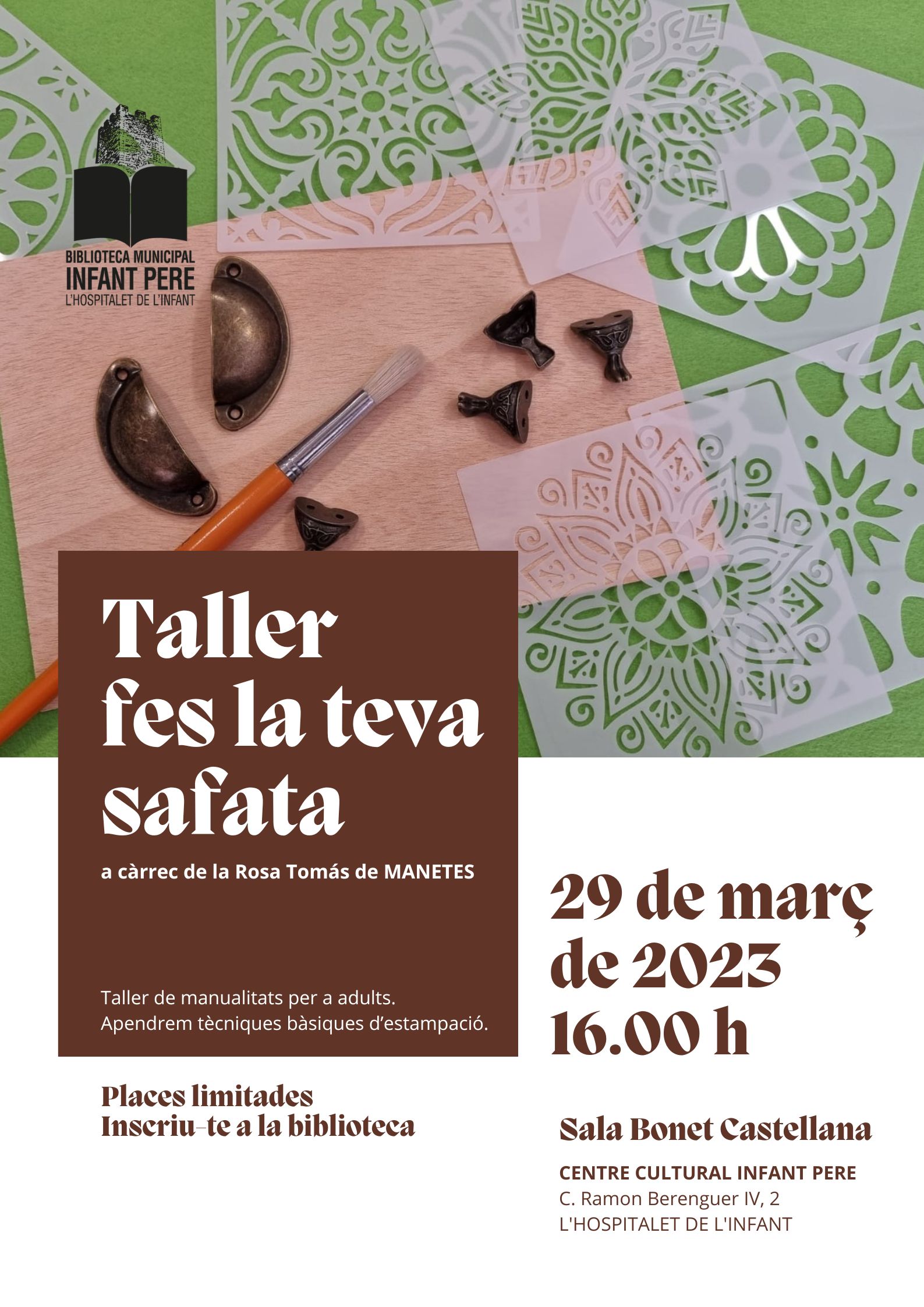 Taller "Fes la teva safata" / 29-03-2023, a les 16.00 h / Sala Bonet Castellana - Centre Cultural Infant Pere de l'Hospitalet de l'Infant