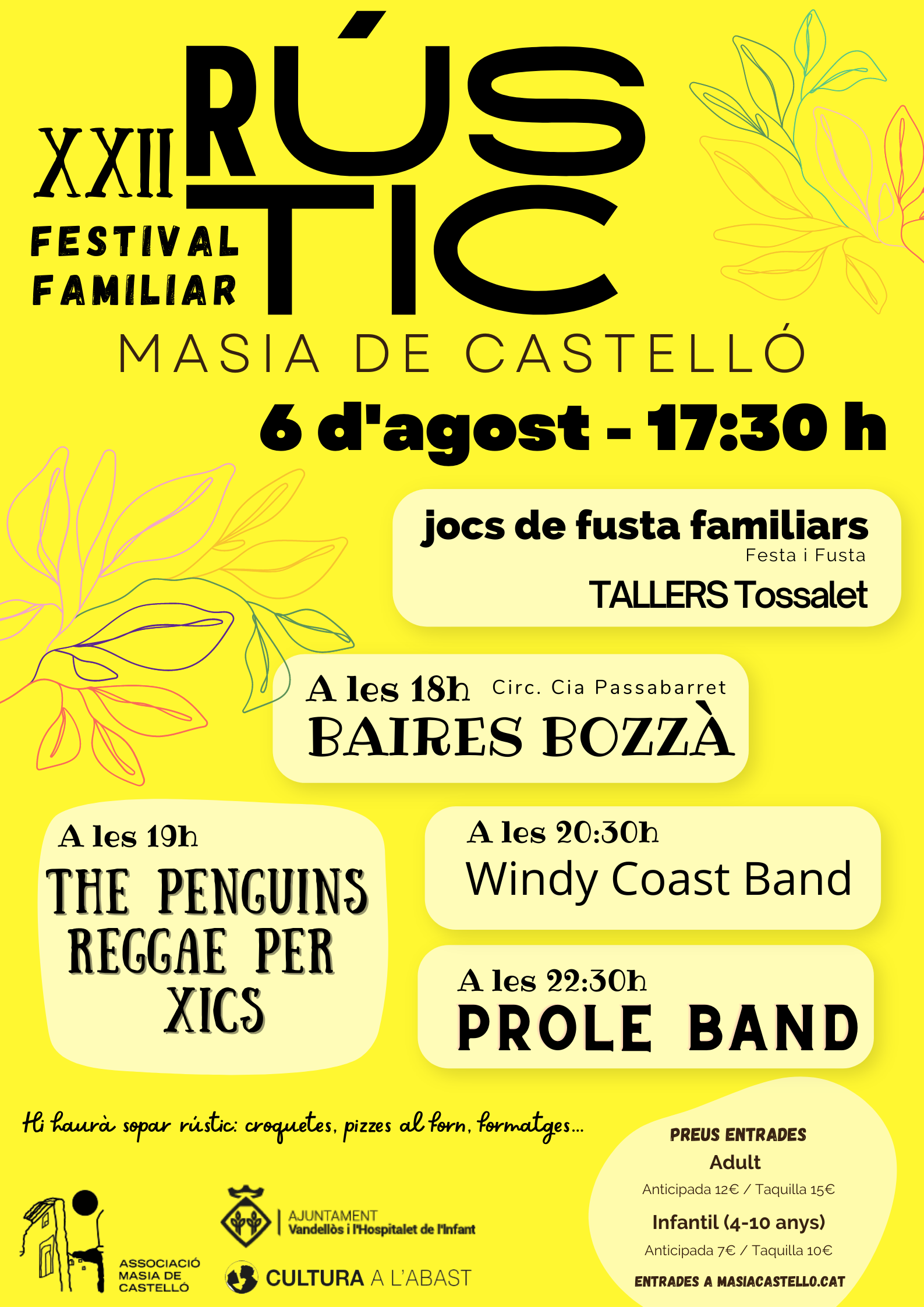 AJORNAT: XXII Festival Rústic / 6-08-2022, a partir de les 17.30 h a la Masia de Castelló