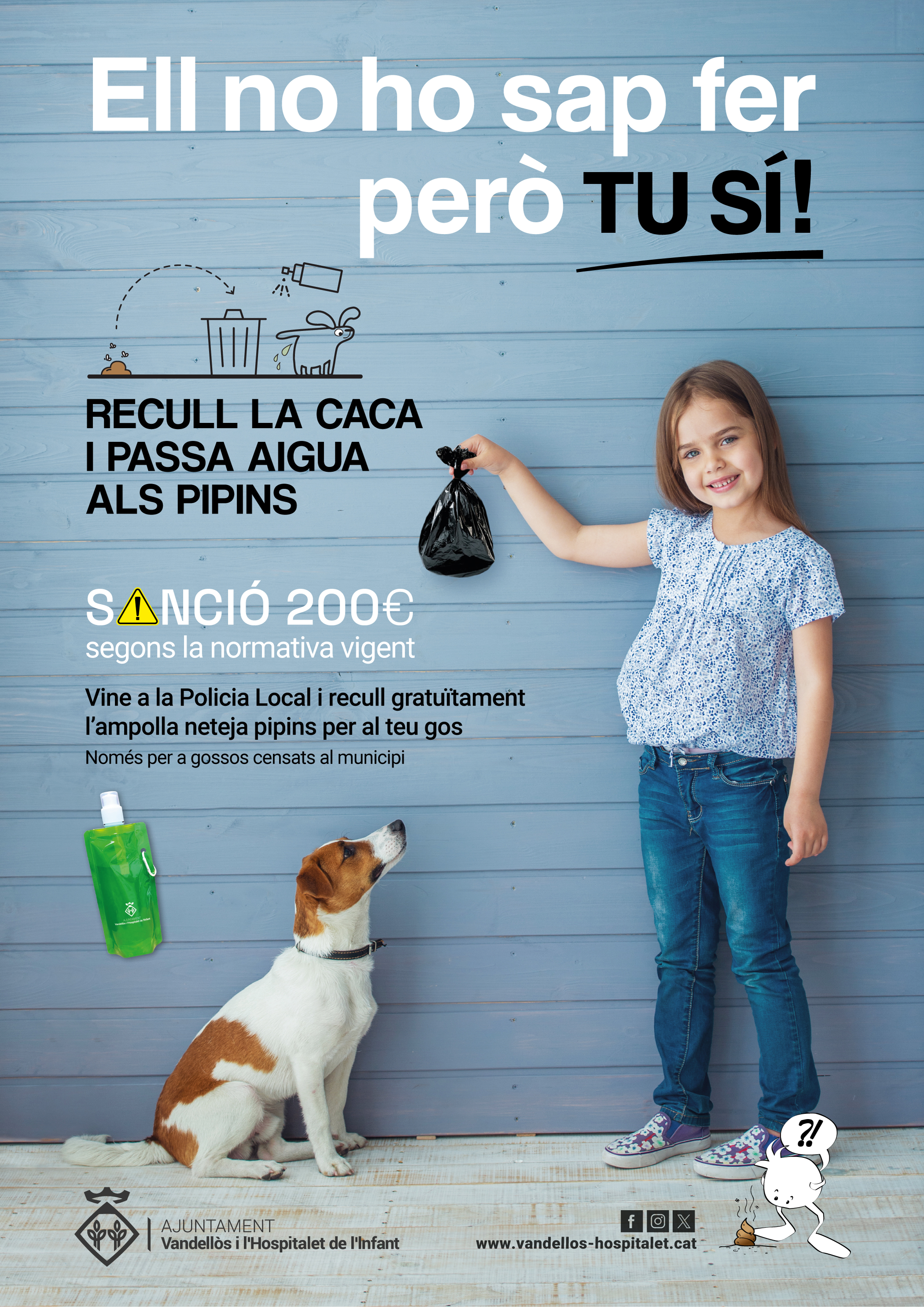 L’Ajuntament de Vandellòs i l’Hospitalet de l’Infant engega una campanya de sensibilització contra les caques i pipins dels gossos