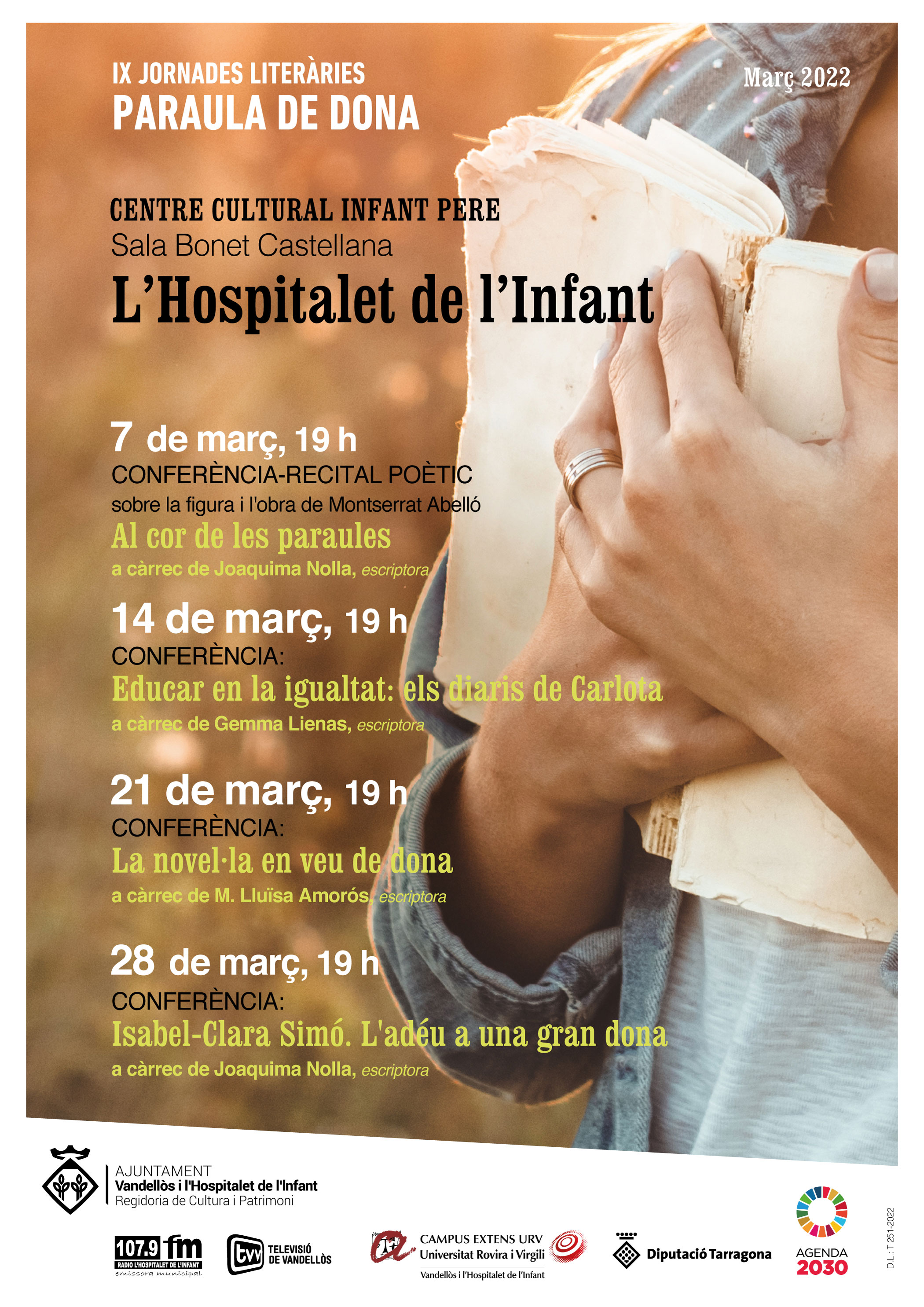 L’Hospitalet de l’Infant acollirà aquest mes de març les IX Jornades literàries, titulades “Paraula de dona”