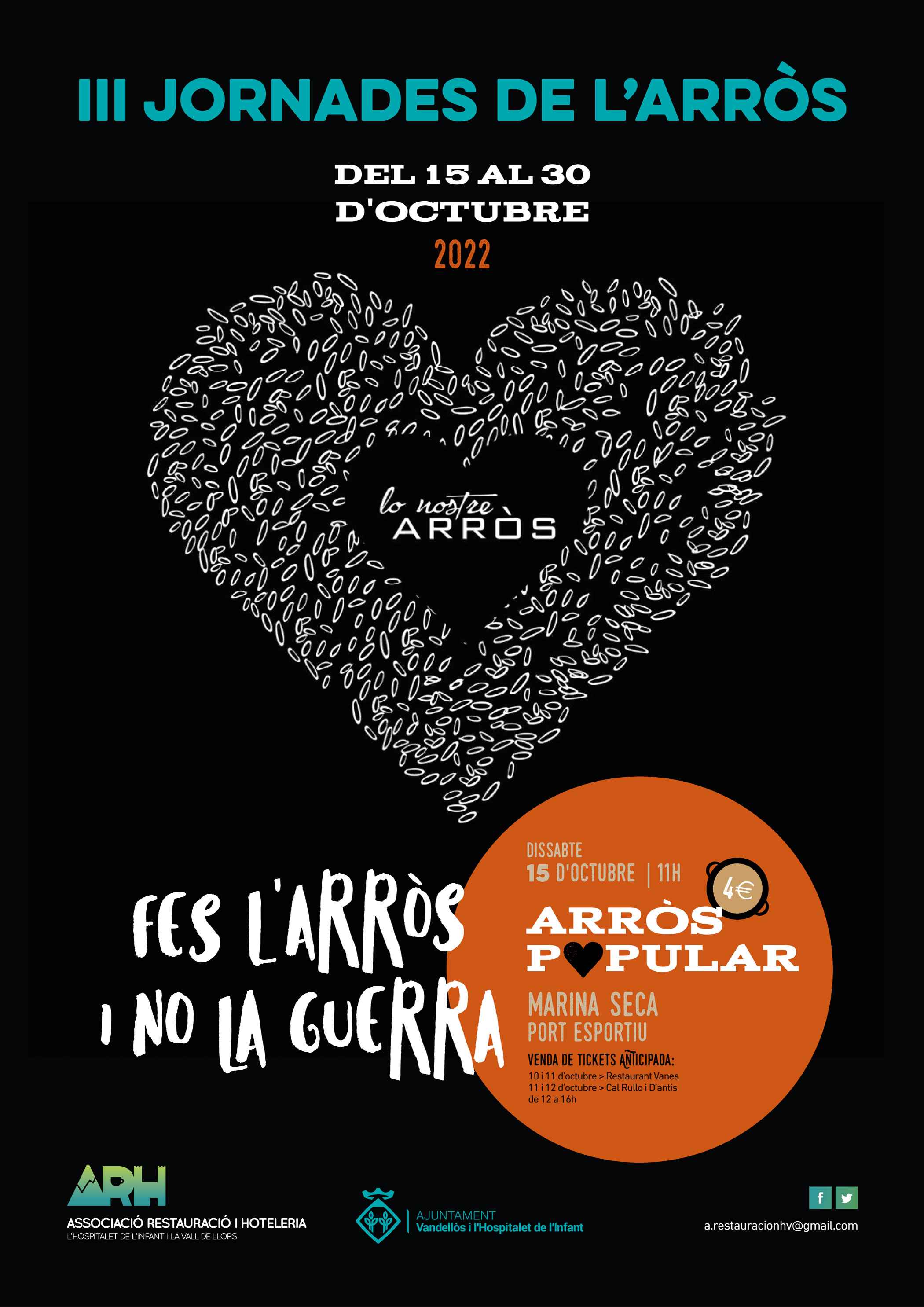 El dissabte 15 d’octubre s’inauguraran les III Jornades de l’arròs de Vandellòs i l’Hospitalet de l’Infant amb una festa gastronòmica