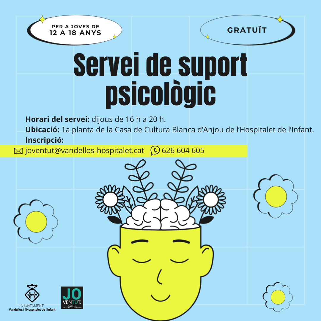 L’Ajuntament de Vandellòs i l’Hospitalet de l’Infant ofereix un servei de suport psicològic gratuït al jovent