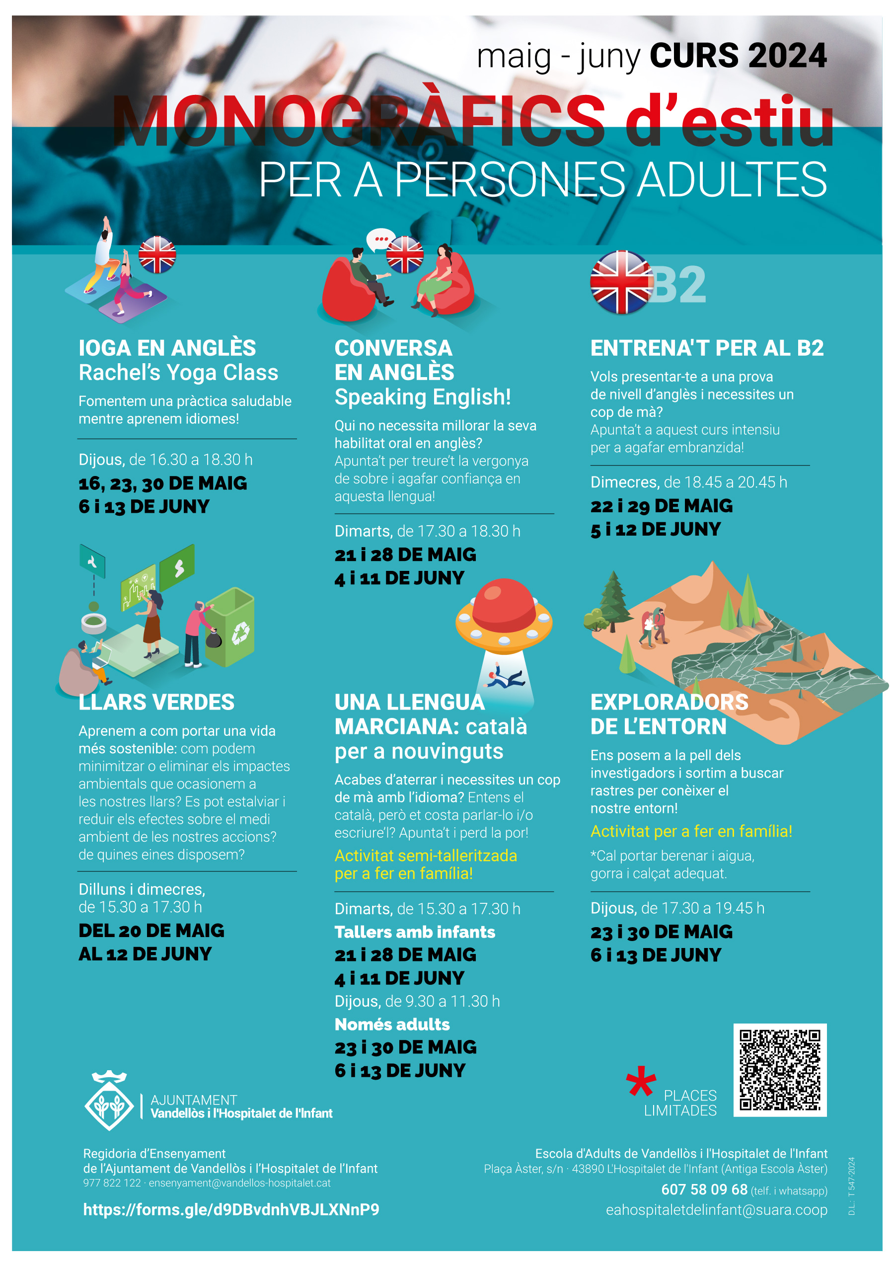 L’Ajuntament de Vandellòs i l’Hospitalet de l’Infant organitza cursos monogràfics d’estiu per a persones adultes