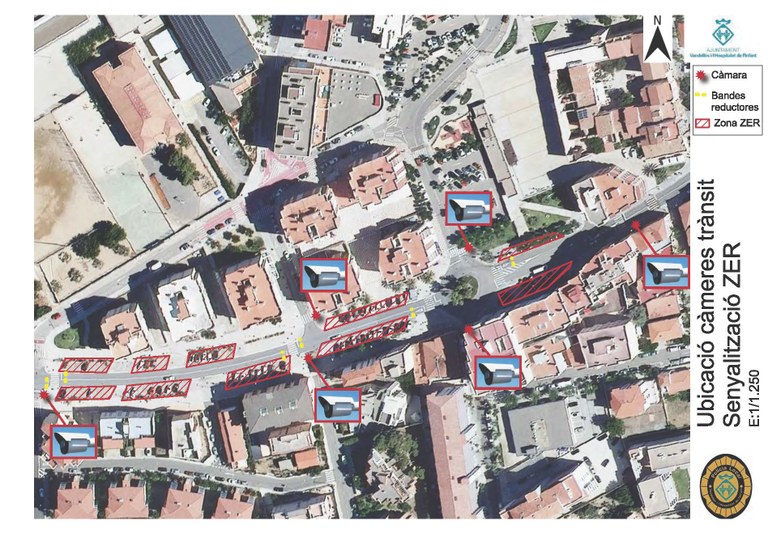 Plànol del tram afectat i de la ubicació de les càmeres que s'instal·laran