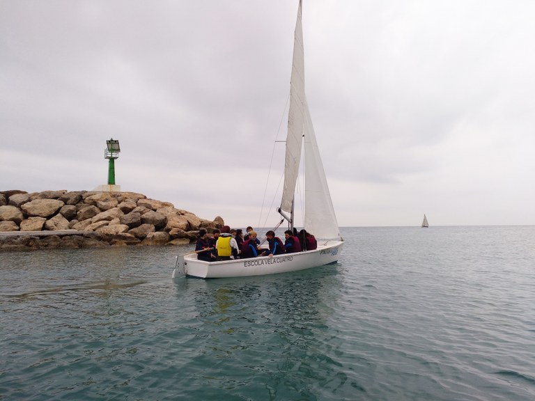 Un grup d'alumnes practicant vela