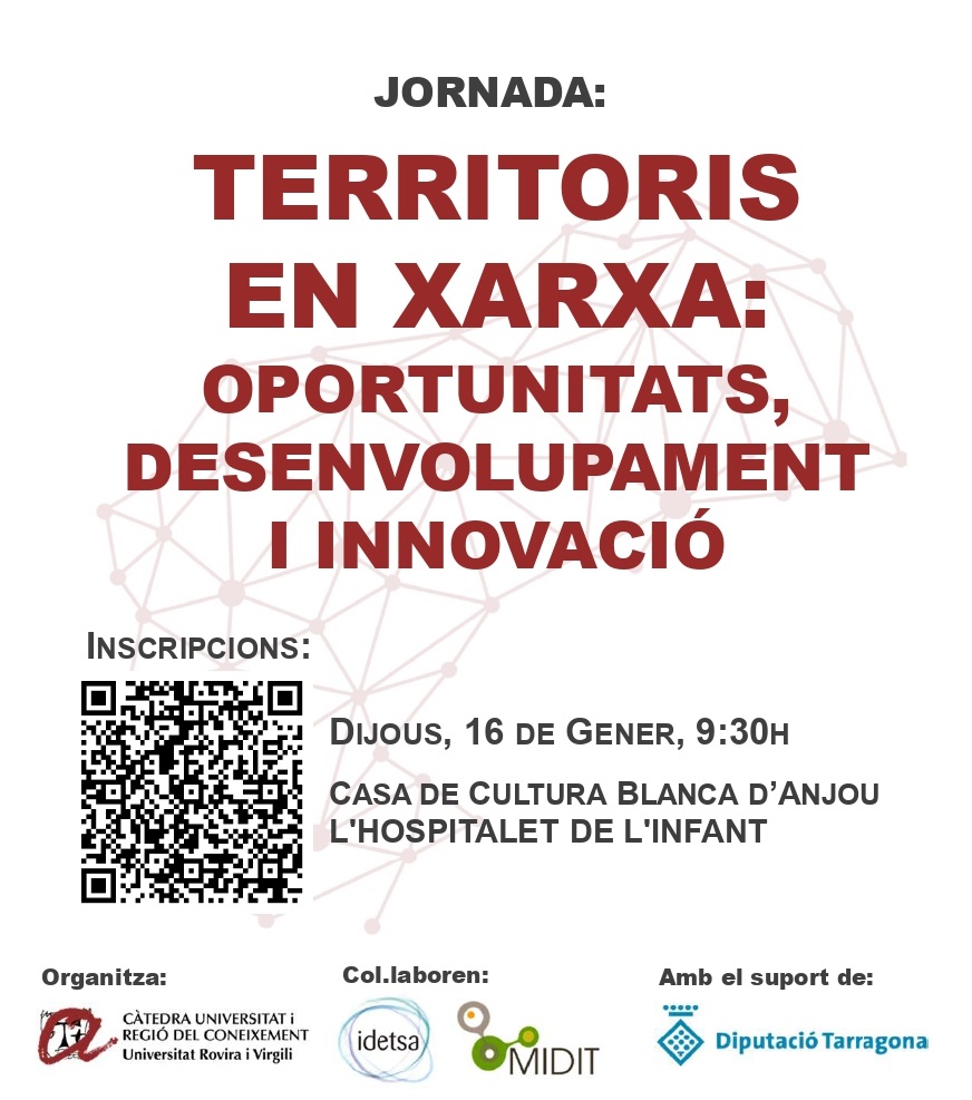L’Hospitalet de l’Infant acollirà la jornada “Territoris en xarxa: oportunitats, desenvolupament i innovació” el dijous 16 de gener