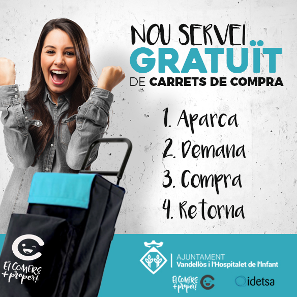 Nou servei gratuït de carrets de compra, per als usuaris del pàrquing municipal de l’Hospitalet de l’Infant