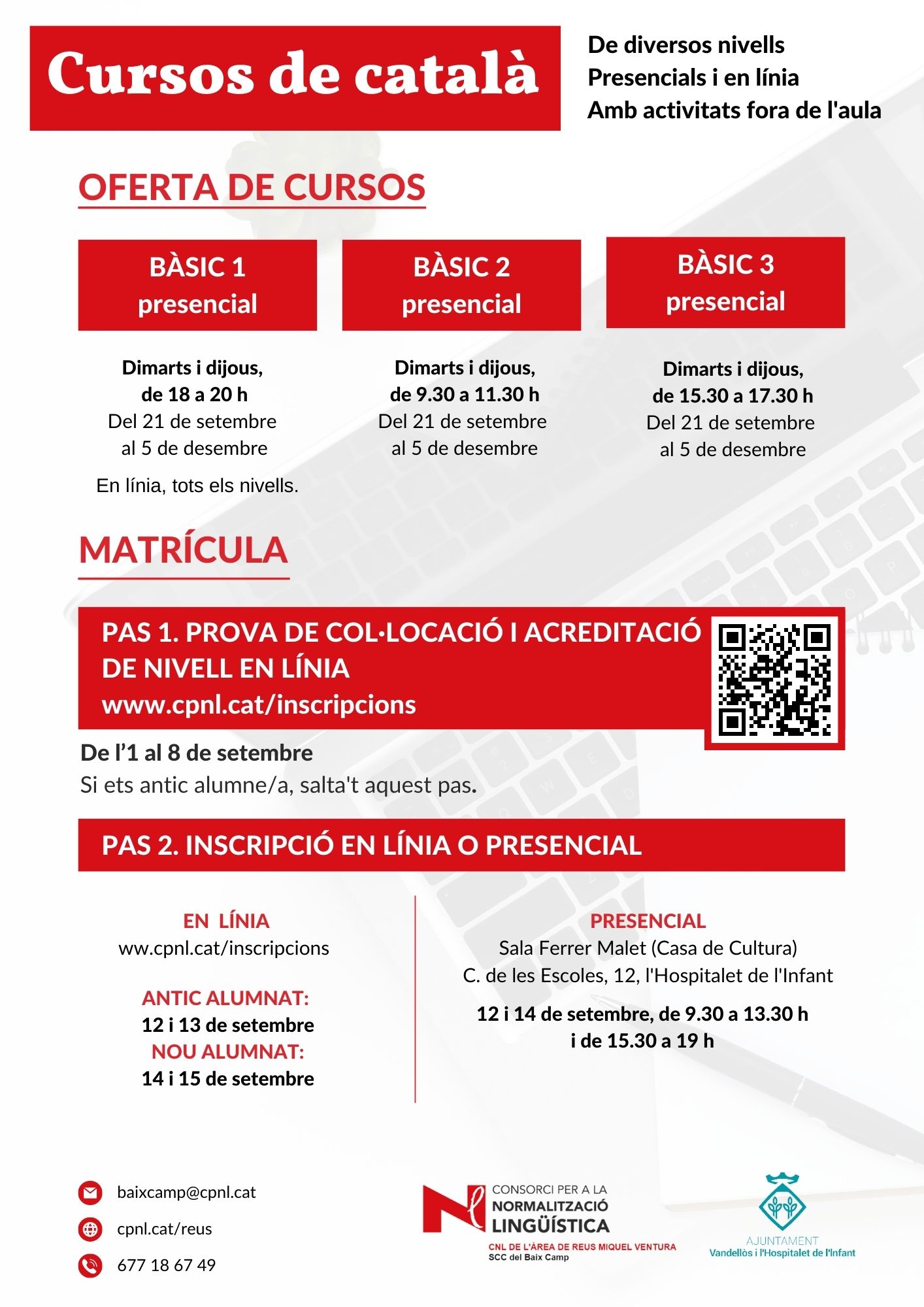 Cartell informatiu de l'oferta de cursos i de la inscripció