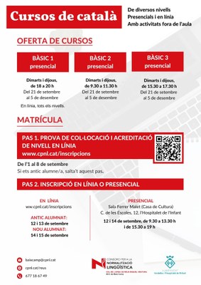 Cartell informatiu de l'oferta de cursos i de la inscripció