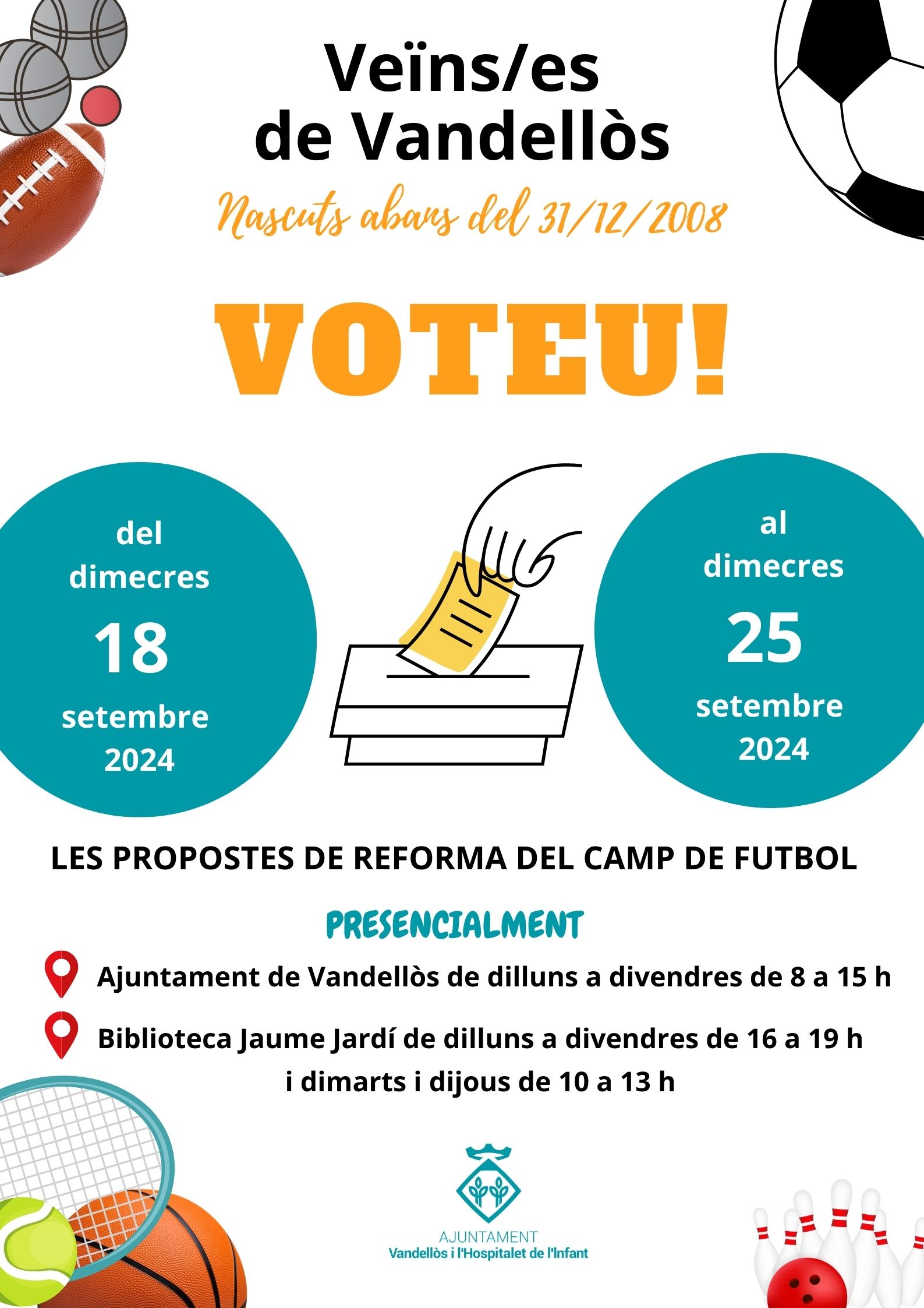 Tot a punt per a la votació del projecte de reforma del camp de futbol de Vandellòs