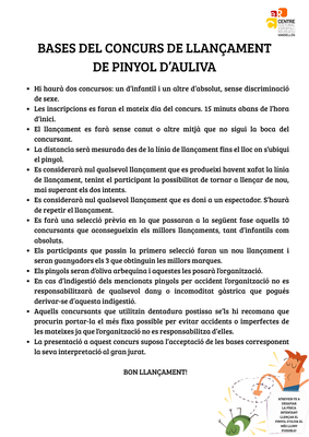 Bases del concurs del llançament de pinyol d'aulives