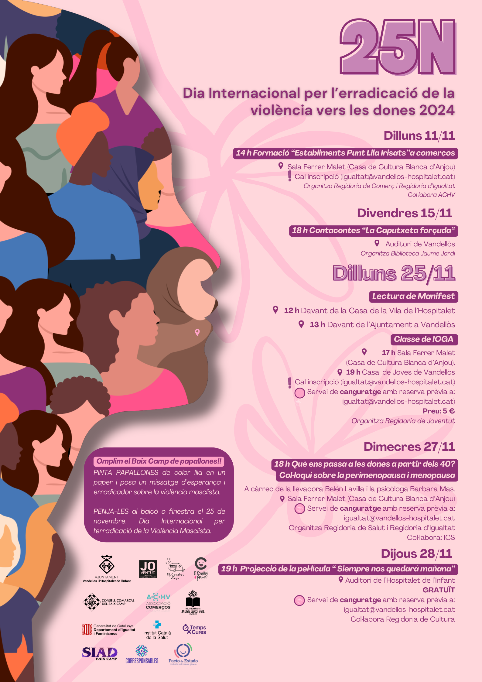 L'Ajuntament de Vandellòs i l’Hospitalet de l’Infant programa diversos actes amb motiu del Dia internacional per l’erradicació de la violència envers les dones